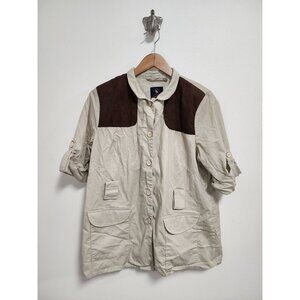 McKenna Quinn khaki 5 button short sleeve shooting shirt L